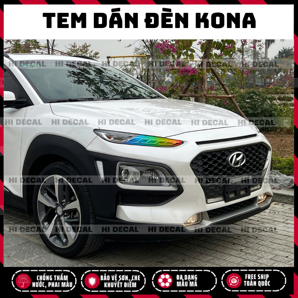 Tem dán đèn Kona, decal trang trí đổi màu đèn Kona tạo điểm nhấn bảo về đèn