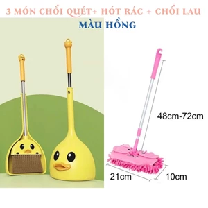 Combo 3 Món Bộ Chổi Hót Rác Cây Lau Nhà Mini Cho Bé Thực Hành Cuộc Sống