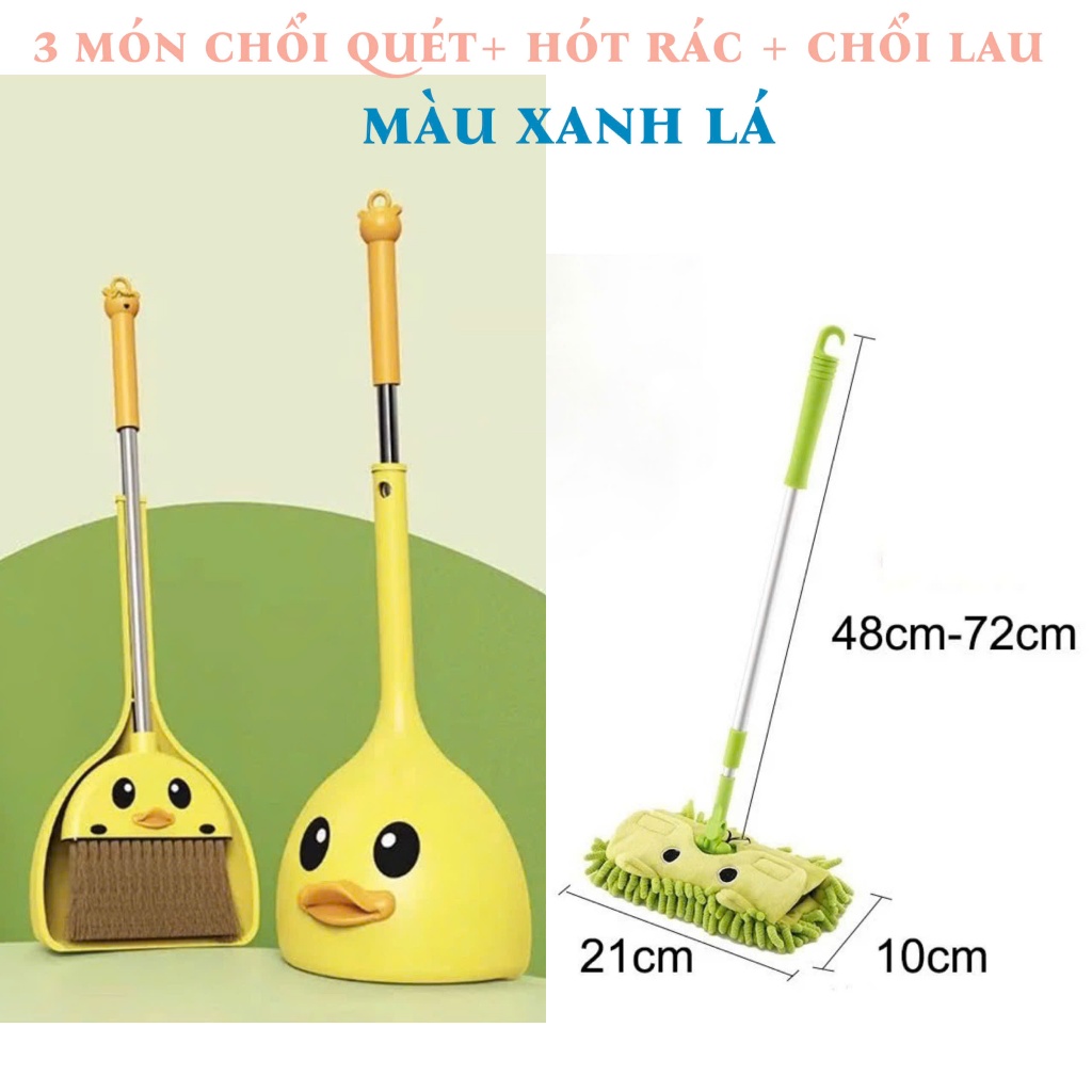 Combo 3 Món Bộ Chổi Hót Rác Cây Lau Nhà Mini Cho Bé Thực Hành Cuộc Sống