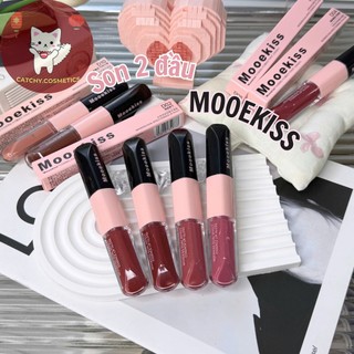 [MOOEKISS] Son Mooekiss 2 Đầu Tint Bóng Vỏ Hồng, Son Không Dính Cốc, Tráng Gương Đa Năng 3ml+3ml