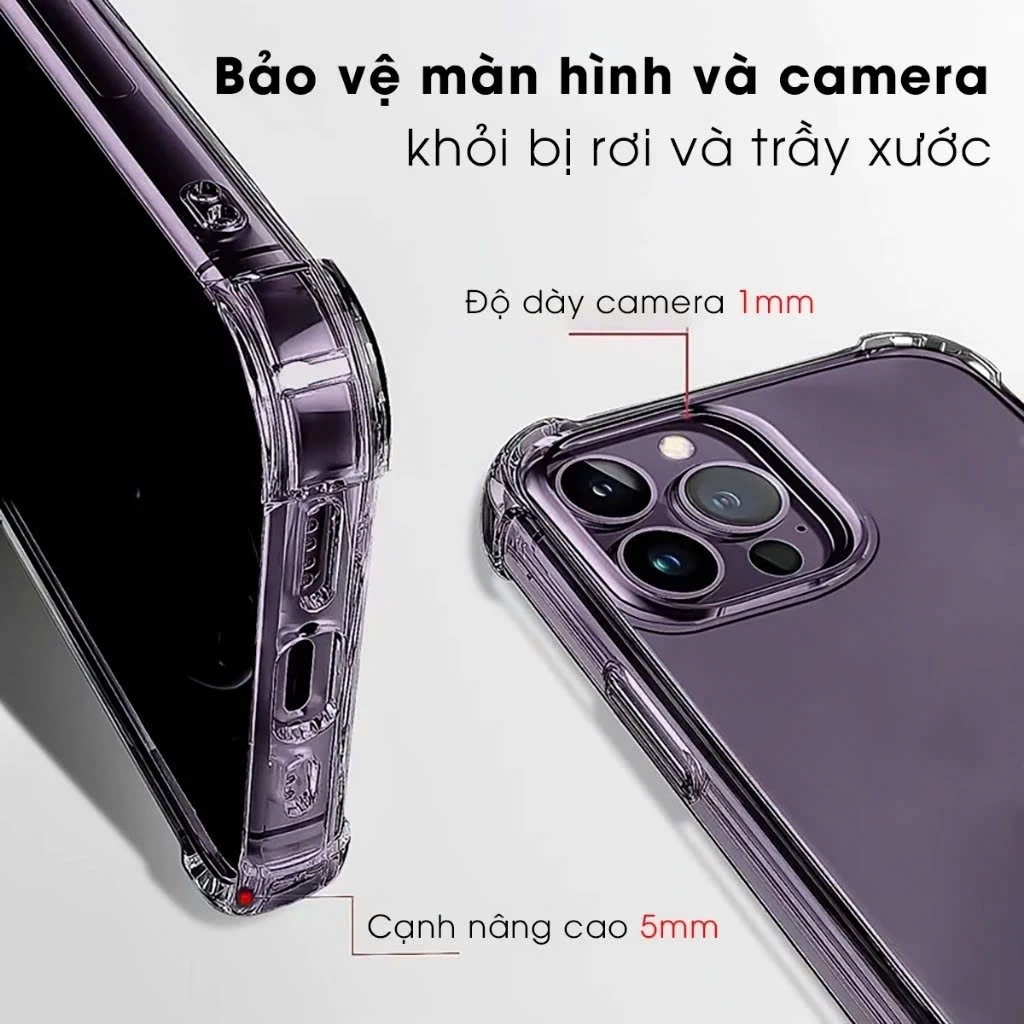 Ốp Lưng iPhone Chống Sốc 4 Góc, TPU Mềm Bảo Vệ camera, 6/6s/7/8/Plus/X/XS/11/12/13/14/15/16/Pro/Max