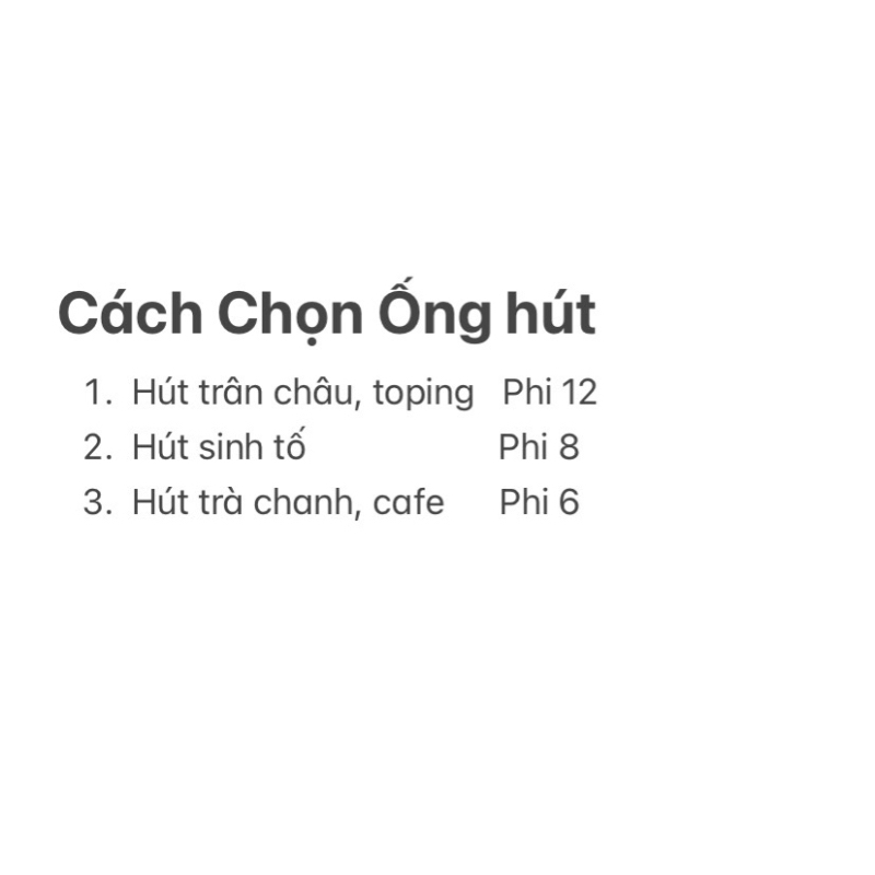400g Ốnghút phi 6-8-12 có bọc màng BOPP dùng một lần