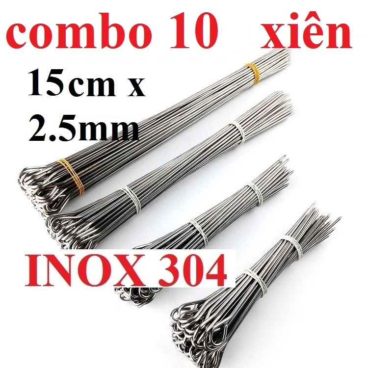 10 Xiên khâu bụng vịt, kim khâu bụng vịt quay xiên nướng thịt inox dài ...