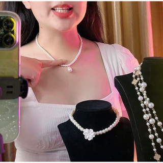 [ DAISYN ] N974 vòng cổ ngọc nhân tạo mặt giọt nước , dây chuyền ngọc nhân tạo , chuỗi hạt ngọc giọt nước