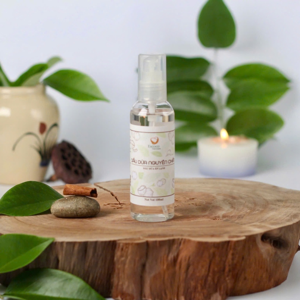 Dầu dừa ép lạnh Escoco Vietnam - Dưỡng ẩm, tẩy trang, dưỡng tóc và ngăn ngừa rạn da