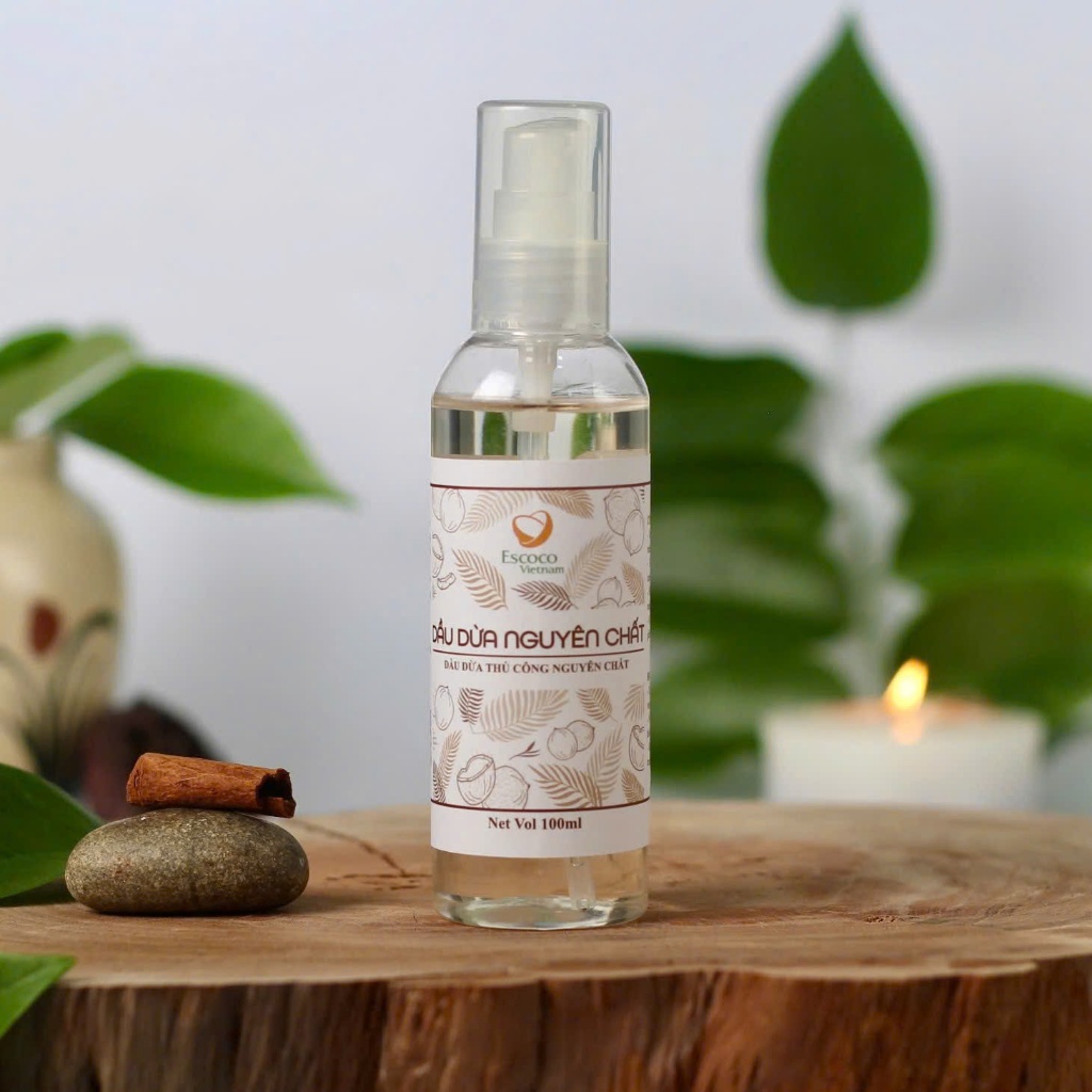 Dầu dừa nguyên chất nấu thủ công Escoco Vietnam - dưỡng tóc mềm mượt - dưỡng ẩm da, chống rạn da