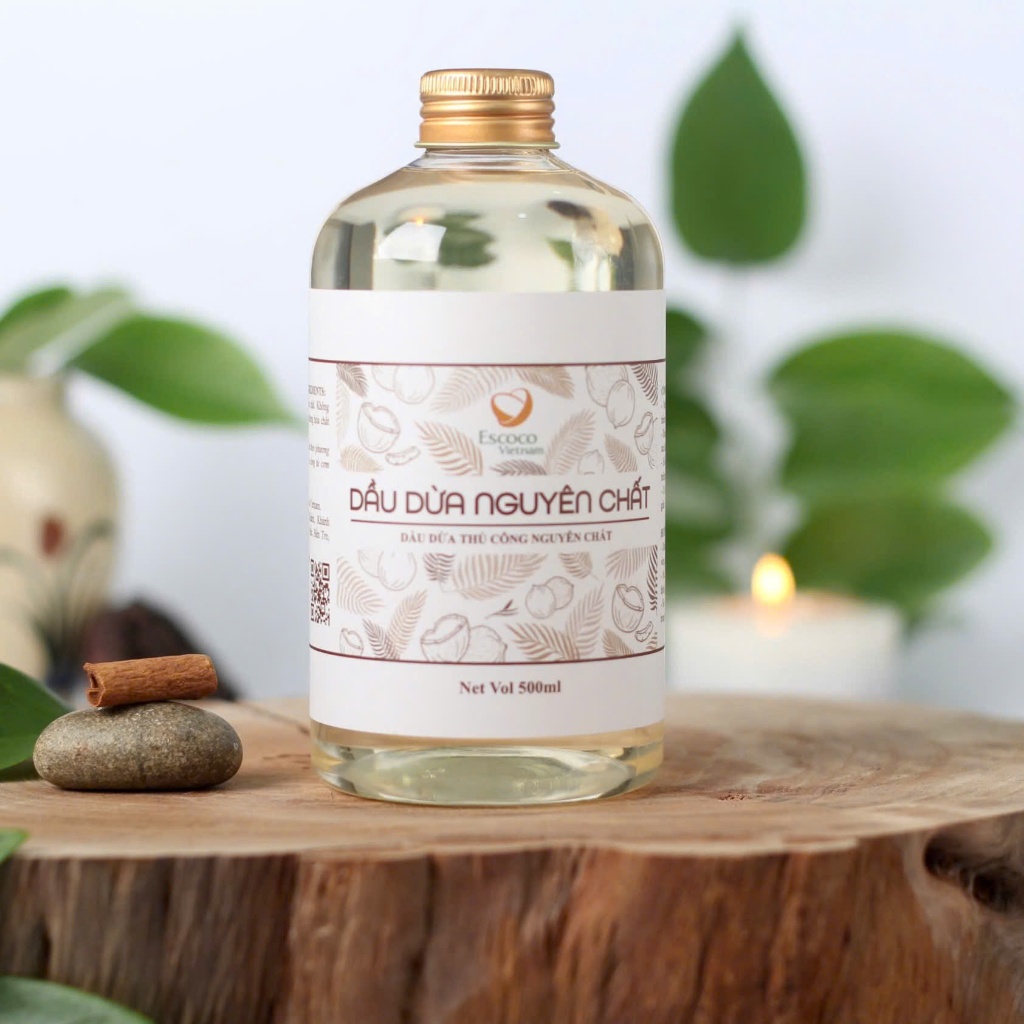 Dầu dừa nguyên chất nấu thủ công Escoco Vietnam - dưỡng tóc mềm mượt - dưỡng ẩm da, chống rạn da