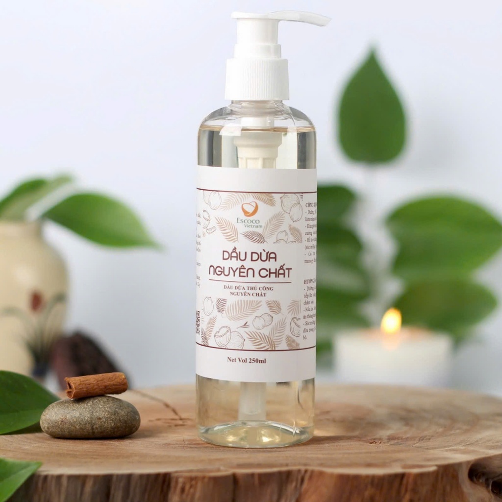 Dầu dừa nguyên chất nấu thủ công Escoco Vietnam - dưỡng tóc mềm mượt - dưỡng ẩm da, chống rạn da