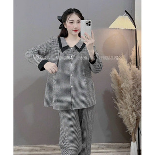 Bộ bầu - bộ sau sinh - BỘ ĐŨI THÁI KẺ  DÀI CỔ NHỌN - 4 MÀU Áo Có Khóa Kéo Hai Bên & Quần Có Chun Chỉnh