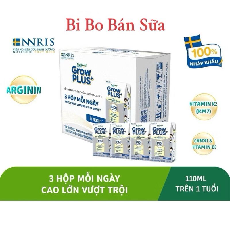 Thùng 24 Hộp Sữa Bột Pha Sẵn Sweden GrowPLUS+ Bạc - 110ml [Cao Lớn Vượt Trội]