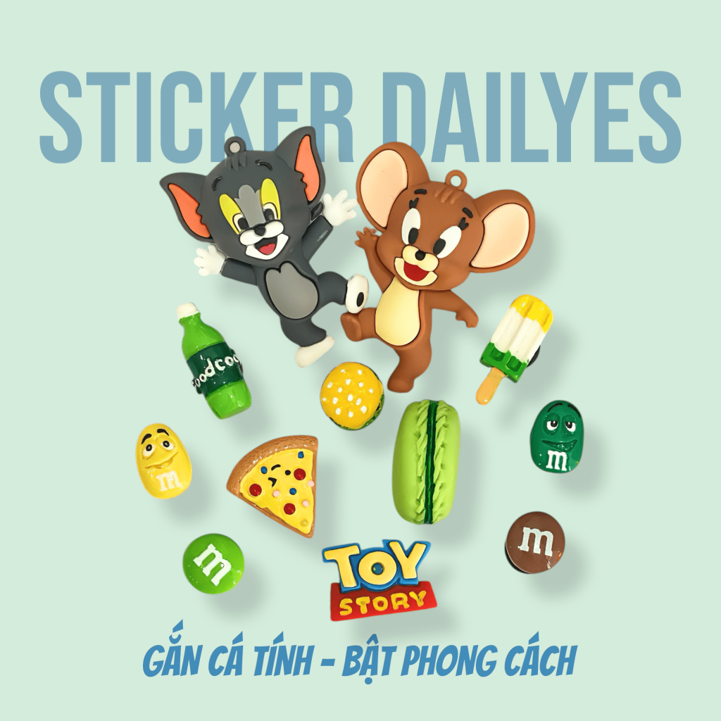 [Bộ 12 chiếc] Charm Gắn Dép Tom & Jerry, Sticker Dép, Jibbitz In 3D ...