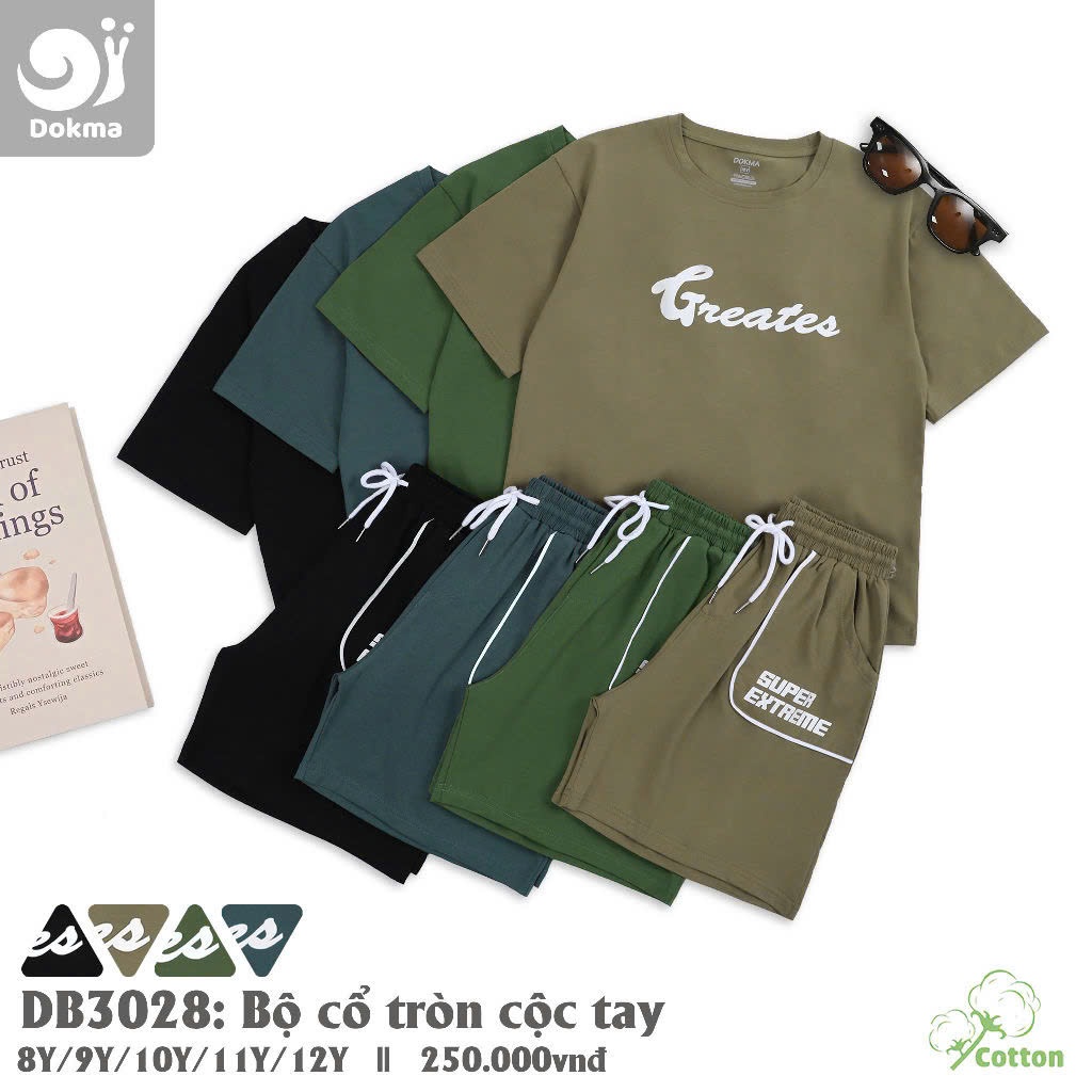 (22-42kg, 7-12Y) Bộ Cộc Tay Bé Trai Size Đại DOKMA DB1587 DB2642 DB3028 DB2643 DB2779