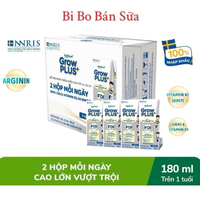 Thùng 24 Hộp Sữa Bột Pha Sẵn Sweden GrowPLUS+ Bạc - 180ml [Cao Lớn Vượt Trội]