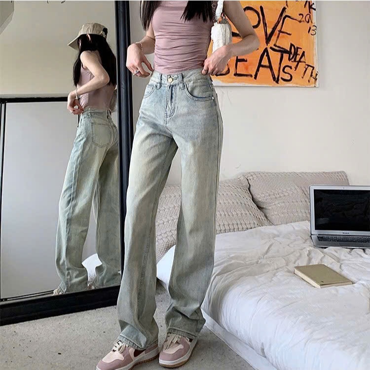 Quần Jean Nữ xuông HAZEE Cạp Cao Tôn Dáng Ôm Form Gọn Eo Dài Chân, Chất Denim Mềm Mịn