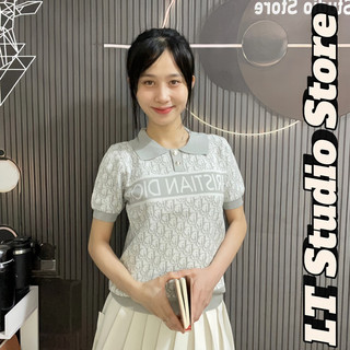 Áo len nữ cổ bẻ cộc tay len dệt kim hoạ tiết 992