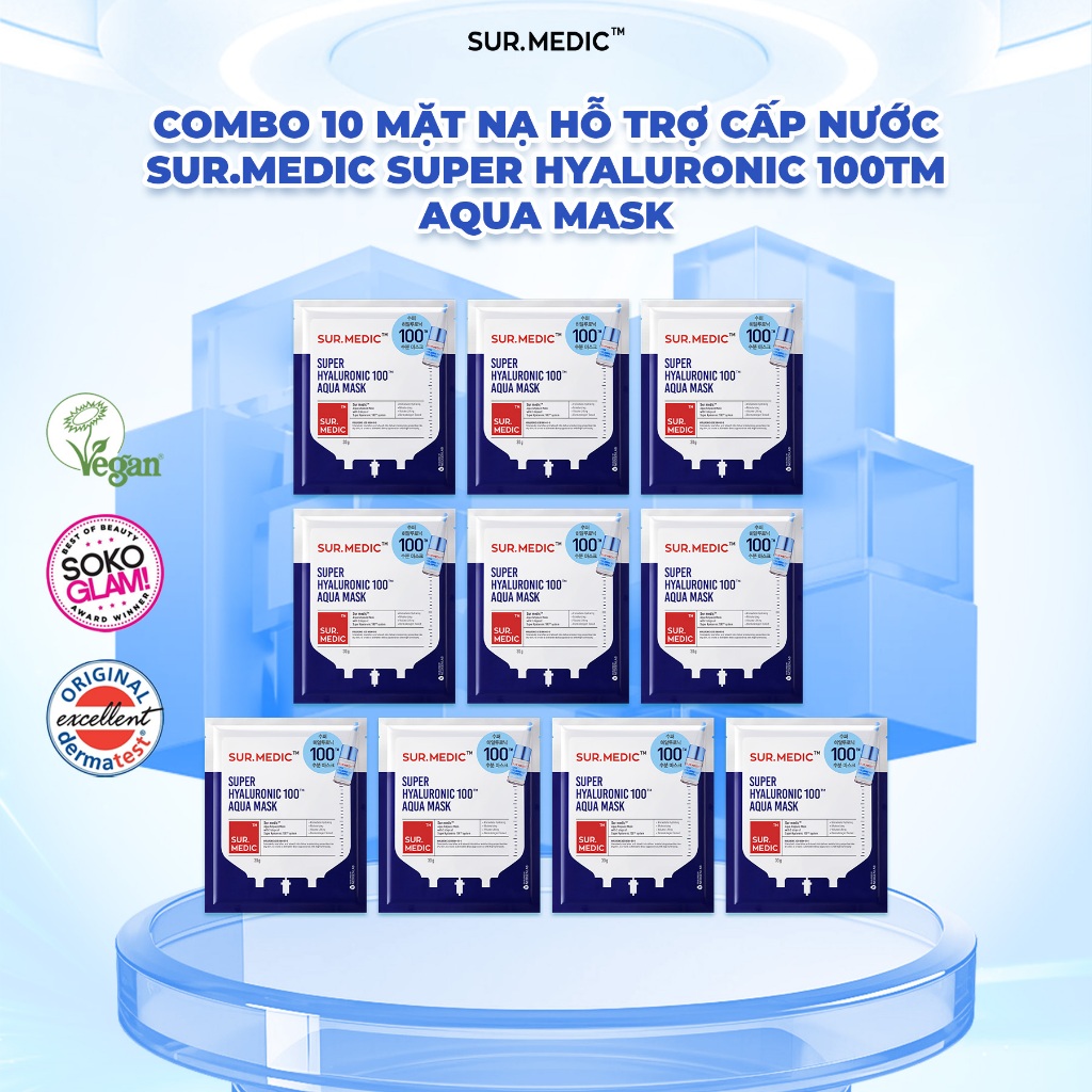 Ảnh Combo 10 Mặt Nạ Vi Sợi Dưỡng Da Chuyên Biệt SUR.MEDIC Mask 30g/miếng 2