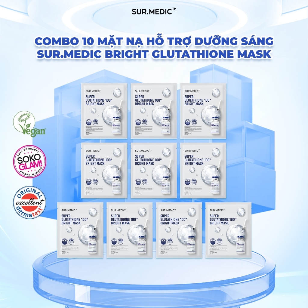 Ảnh Combo 10 Mặt Nạ Vi Sợi Dưỡng Da Chuyên Biệt SUR.MEDIC Mask 30g/miếng 1