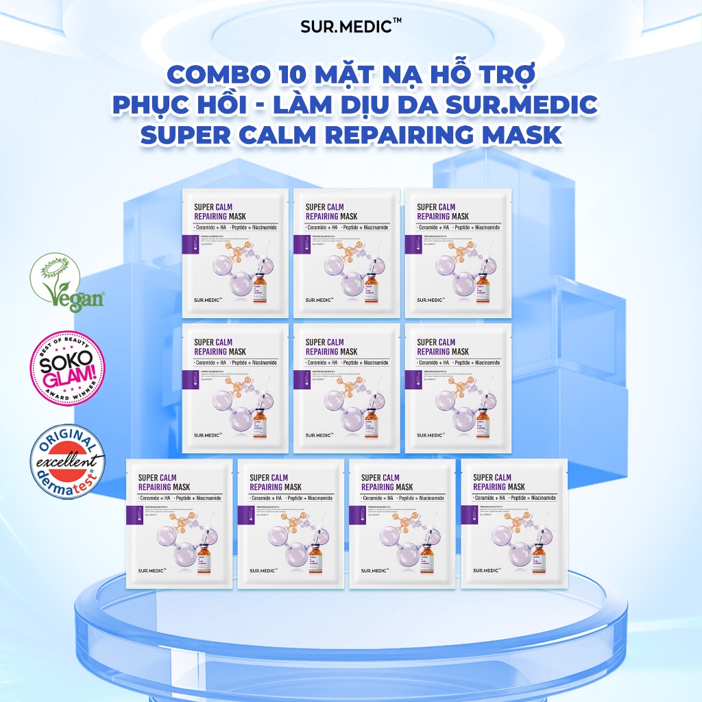 Ảnh Combo 10 Mặt Nạ Vi Sợi Dưỡng Da Chuyên Biệt SUR.MEDIC Mask 30g/miếng 4