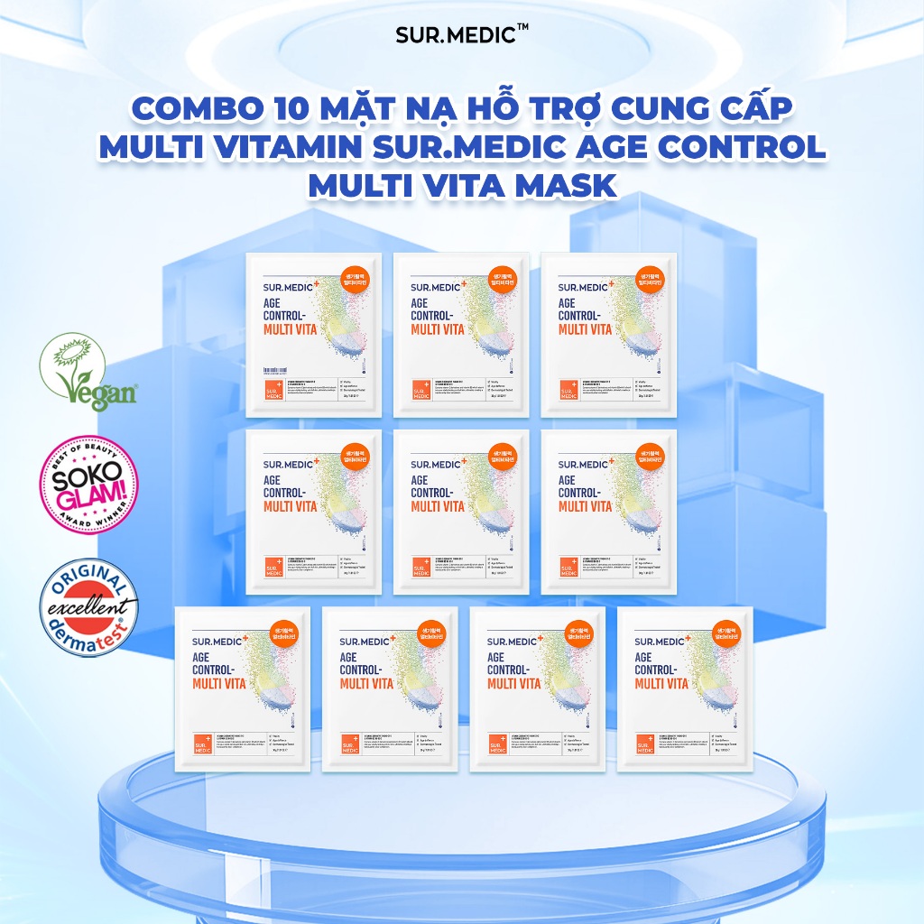Ảnh Combo 10 Mặt Nạ Vi Sợi Dưỡng Da Chuyên Biệt SUR.MEDIC Mask 30g/miếng 3