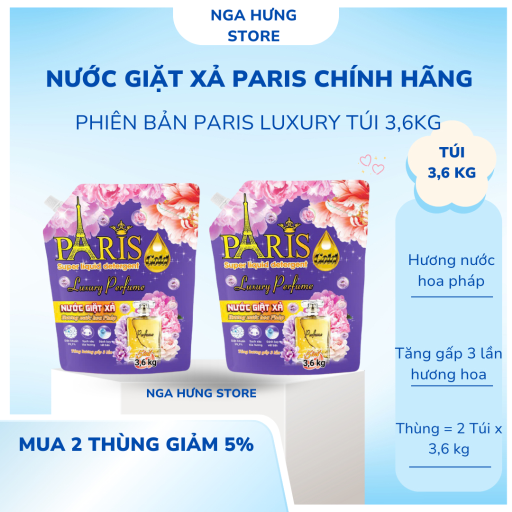 SỈ COMBO 2CAN (or 2TÚI ) NƯỚC GIẶT PARIS HƯƠNG HOA PHÁP, AN TOÀN CHO DA,LÀM SẠCH NHANH
