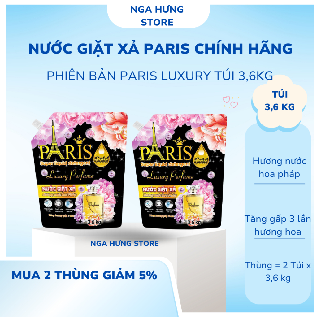 SỈ COMBO 2CAN (or 2TÚI ) NƯỚC GIẶT PARIS HƯƠNG HOA PHÁP, AN TOÀN CHO DA,LÀM SẠCH NHANH
