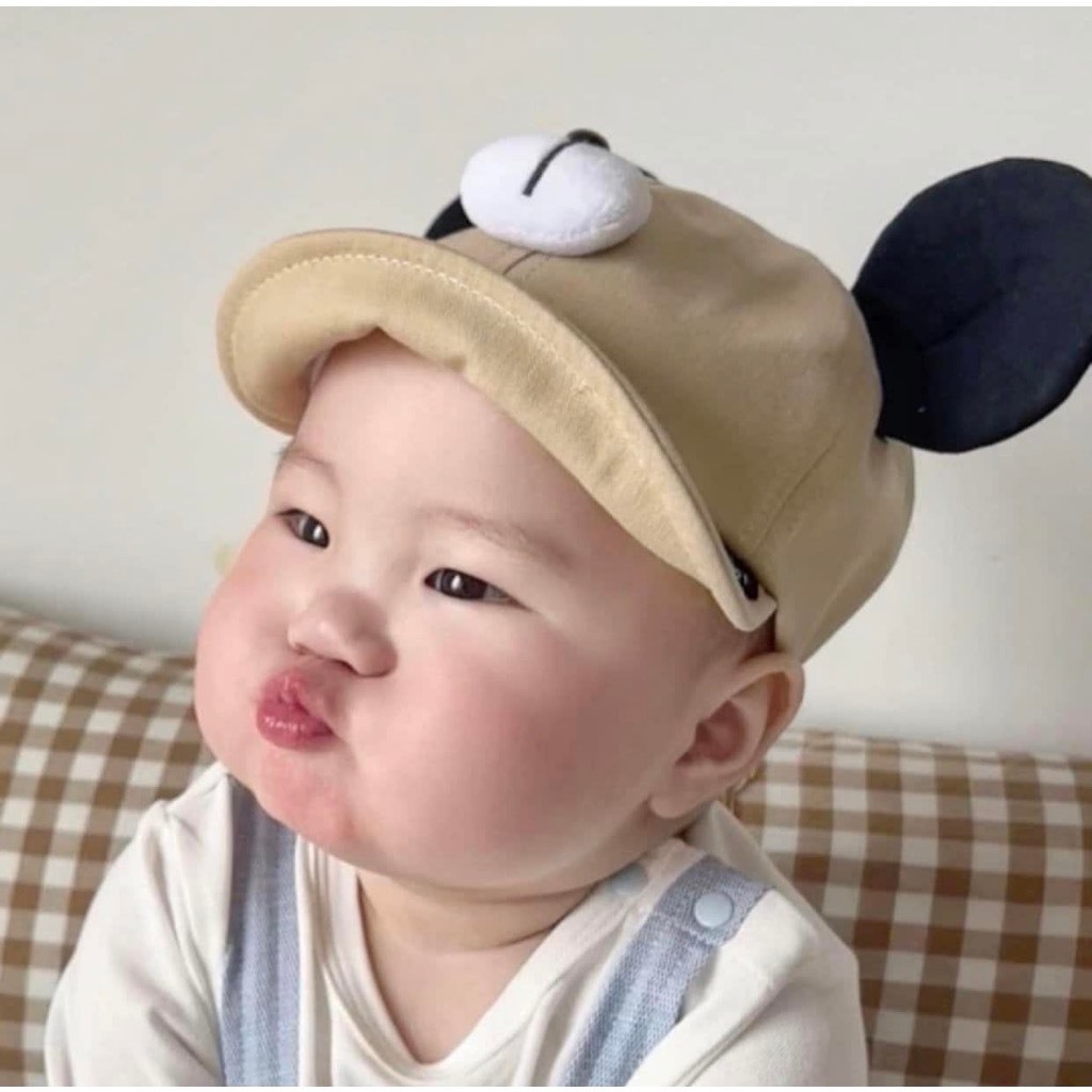 Mũ lưỡi trai đính tai micky cho bé trai và bé gái 0-2 tuổi saubabi