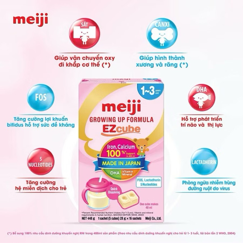 Sữa Meiji Nhật 0–1 / 1–3 /3-10 – Dạng Bột & Thanh – Mát Dễ Uống – DHA Cao – Chính Hãng Nhật