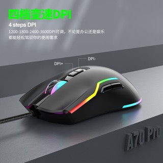 Chuột có dây Gaming 7D Deiog A70 Pro DPI 3600 siêu nhạy, Led RGB đa màu cực đẹp (Đen)
