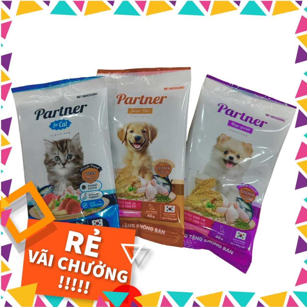 [GÓI 40G] Hạt sample mẫu thử thức ăn chó mèo Partner, thương hiệu Hàn Quốc