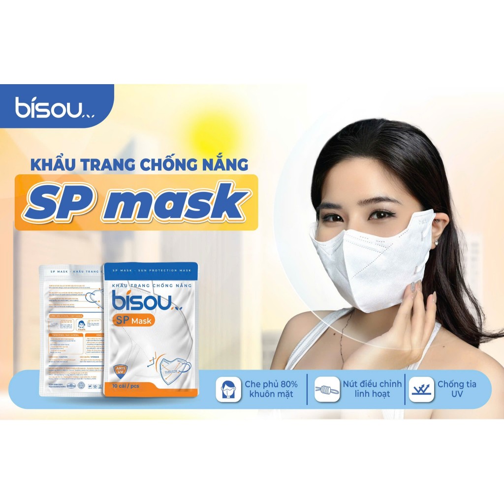Combo 3 túi khẩu trang chống nắng Sp Mask hiệu Bisou