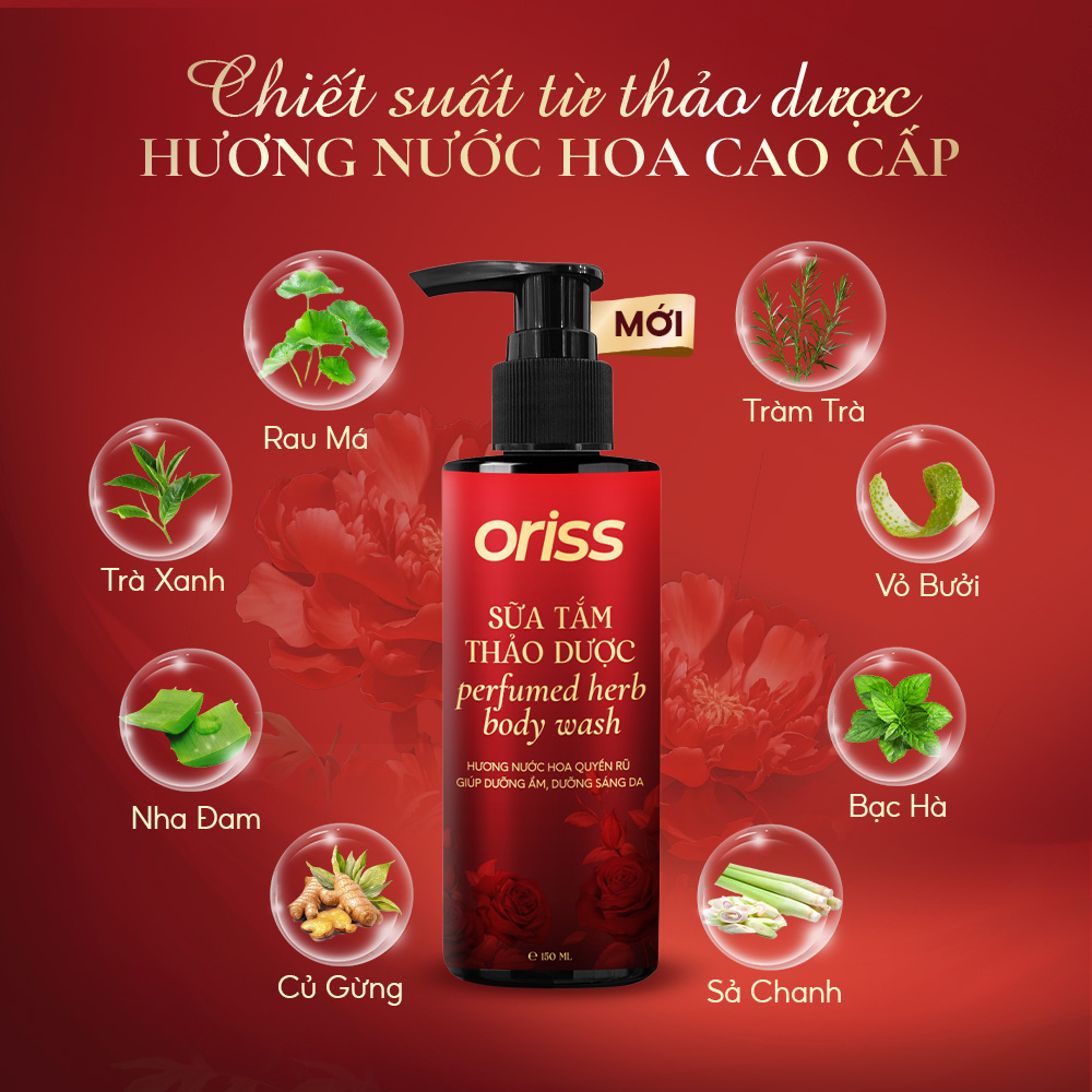 Sữa tắm hương nước hoa Oriss Perfumed Herb Bodywash dưỡng da sáng ẩm mịn lưu hương quyến rũ 150ml