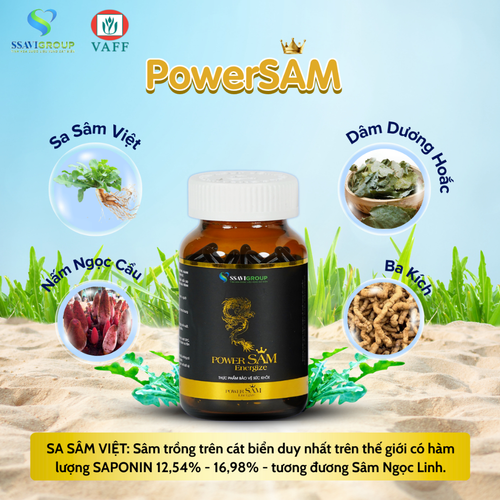 Viên Uống Bổ Thận Nam POWERSAM, Hỗ Trợ Sinh Lý Nam Từ Sâm [Lọ 60 Viên]