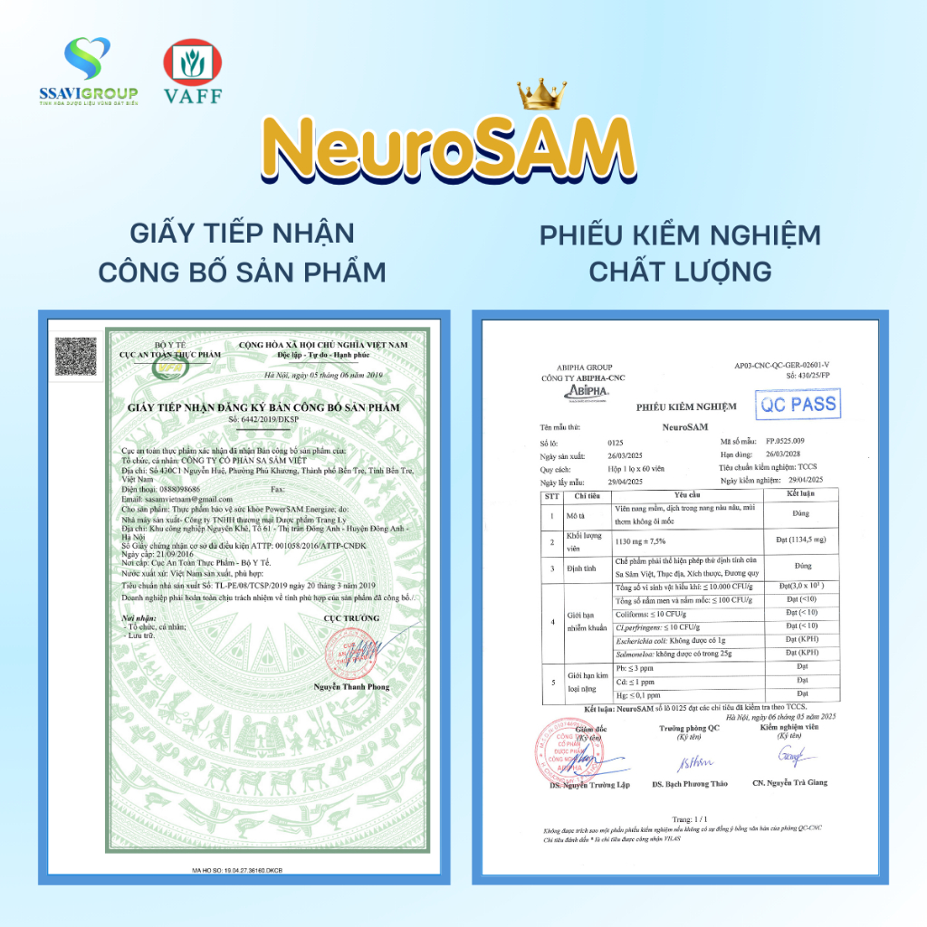 Viên Uống Bổ Não NEUROSAM - Hoạt Huyết Dưỡng Não Từ Sâm [Lọ 60 Viên]