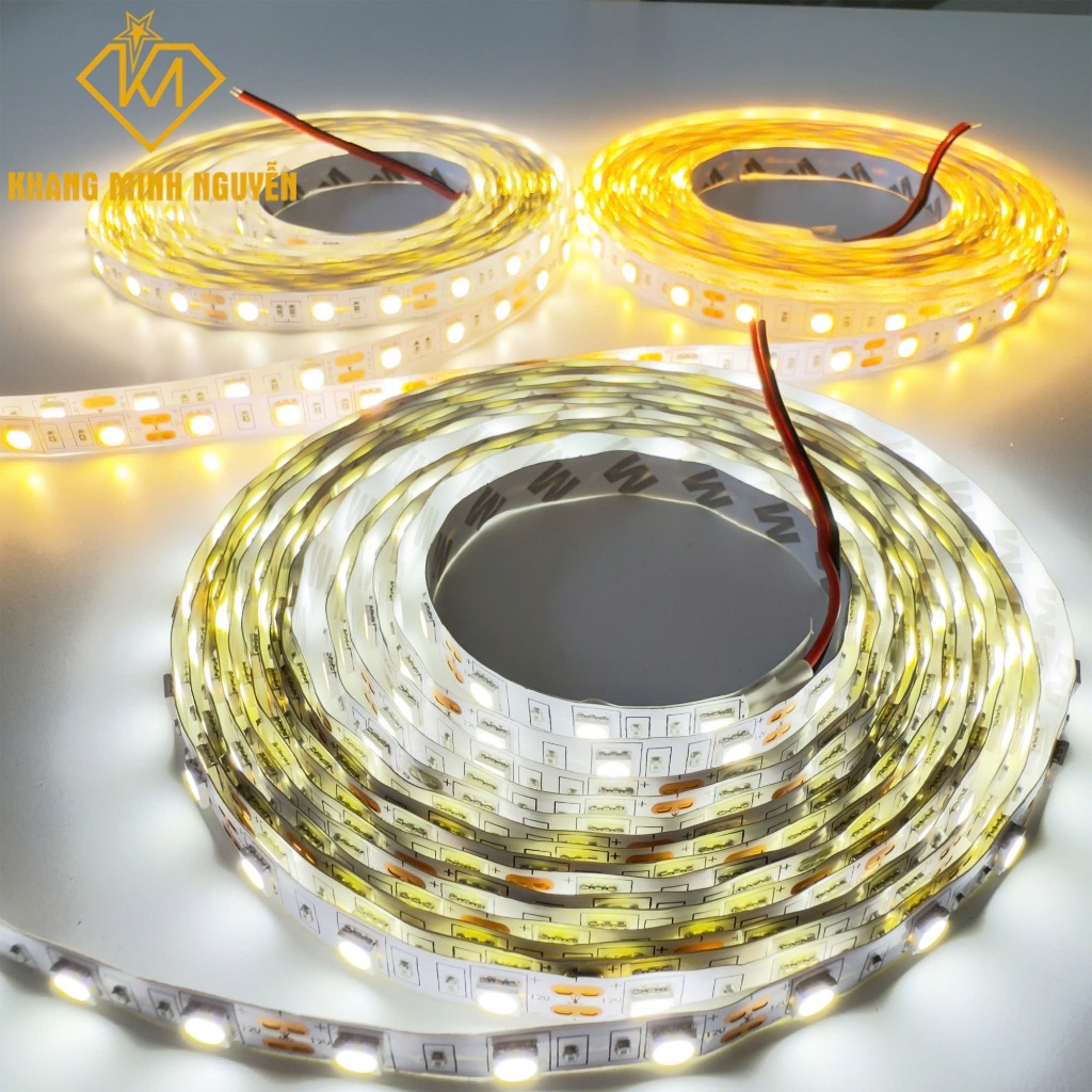 (Giá cuộn 5m) 60 Led/mét LED dây 5050 12V bản rộng 10mm cuộn 5m - có keo 2 mặt Ánh sáng trắng, vàng ấm, trung tính