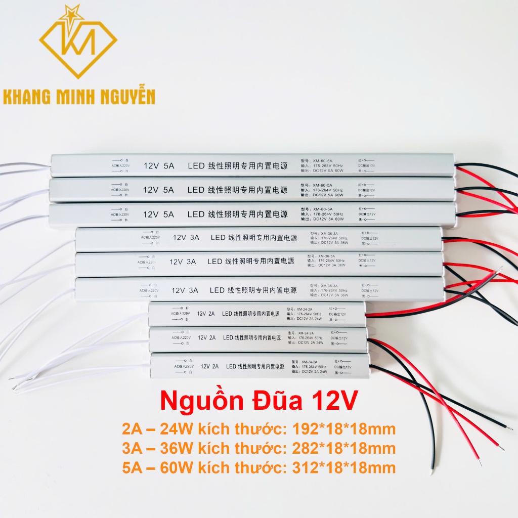 (Không dùng cho Motor)Nguồn đũa siêu nhỏ12V-1,5A/2A/3A/4A/5A-18W/24W/36W/48W/60Wdùng cho led dây 12V