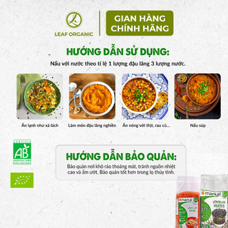 Đậu lăng xanh hữu cơ Markal 500g, dùng nấu sữa , cháo soup