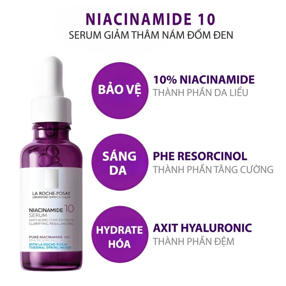 [HÀNG CHÍNH HÃNG][Tặng Mặt Nạ] Serum La Roche-Posay Niacinamide 10 Pure - Giảm thâm, sáng da, dưỡng ẩm, cho da nhạy cảm