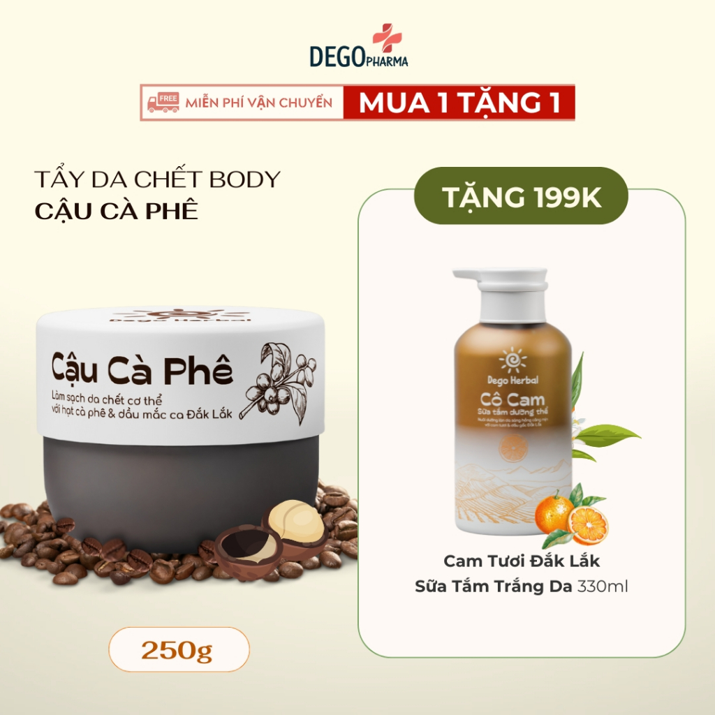 Ảnh Tẩy da chết body scrub Cậu Cà Phê 250g Dego Chiết xuất cà phê Đắk Lắk làm sạch tế bào chết sáng da 1