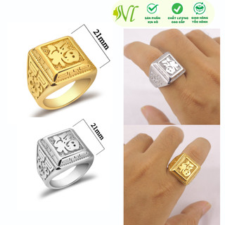 Nhẫn nam chữ phước to ngầu, nhẫn nam mặt đá to,nhẫn bát nhã phong thủy xoay 360 độ - Người Đẹp Vì Lụa