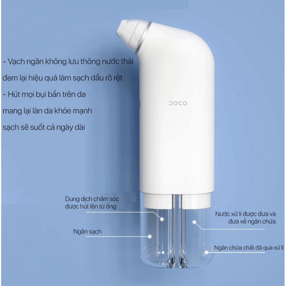 Máy Hút Mụn DOCO Đa Năng Thế Hệ Mới Nhỏ Gọn, 3 Chế Độ Hút Làm Sạch, Bảo Hành 2 Năm