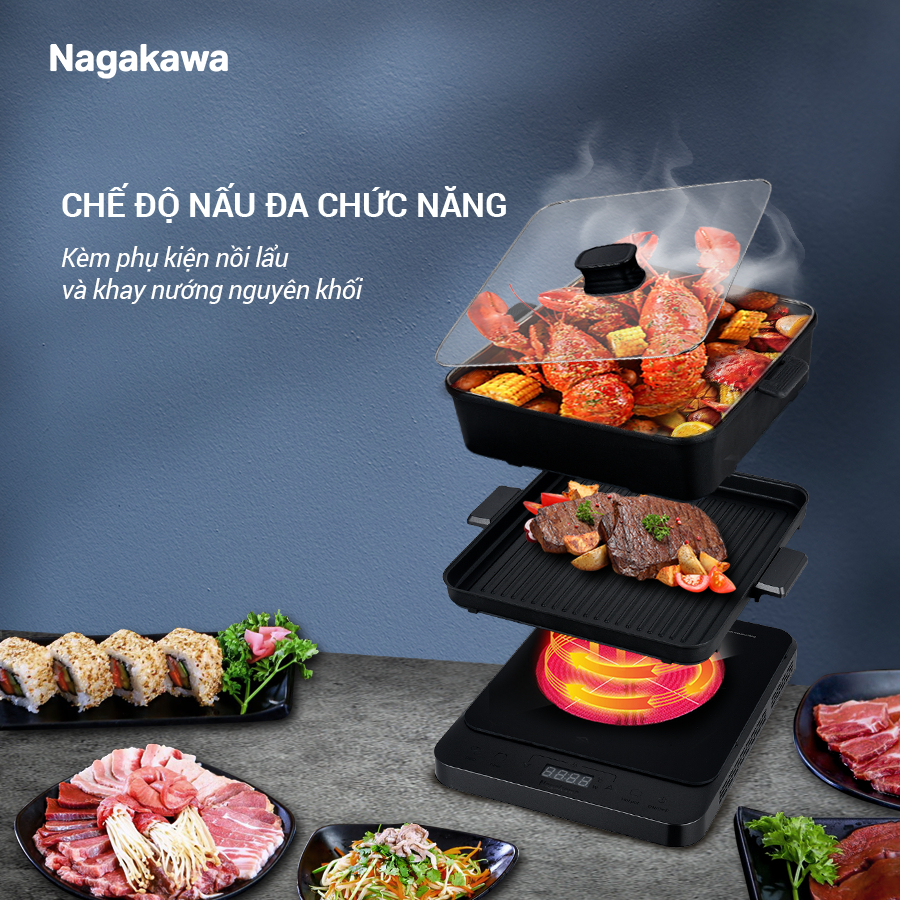 Ảnh Bếp điện từ đa năng Nagakawa NAG0717 - Kèm nổi lẩu và vỉ nướng chuyên dụng - Bảo hành 12 tháng 2