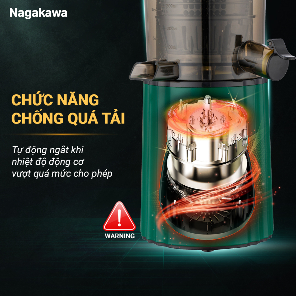 Ảnh Máy ép chậm Nagakawa NAG0817 (300ml-150W) - Tích hợp xay sinh tố và kem hoa quả - Bảo hành 12 tháng 2