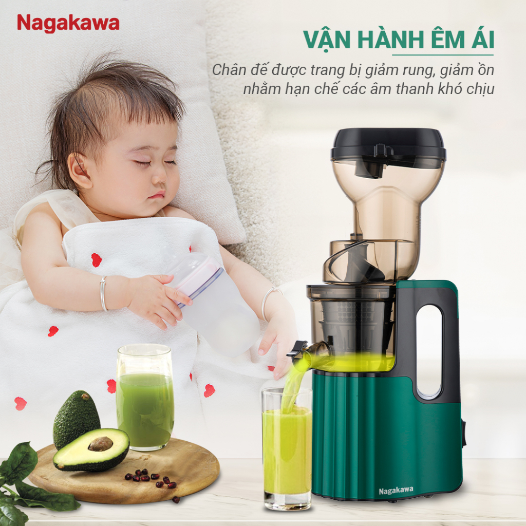 Ảnh Máy ép chậm Nagakawa NAG0817 (300ml-150W) - Tích hợp xay sinh tố và kem hoa quả - Bảo hành 12 tháng 3