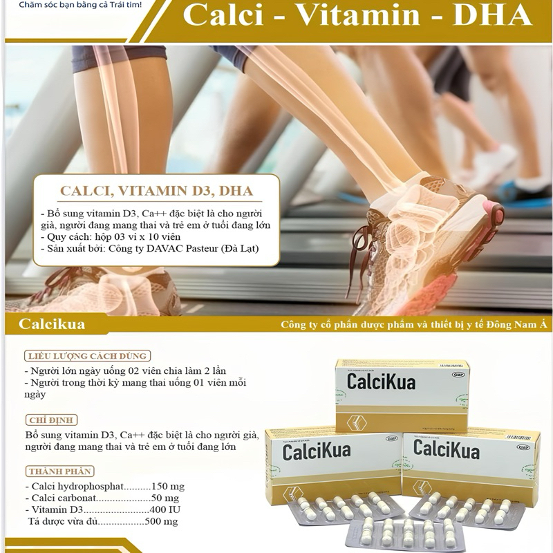 ✅[Chính hãng] Viên uống bổ sung canxi phòng ngừa loãng xương Calcikua sx bởi Viện Pasteur Đà Lạt