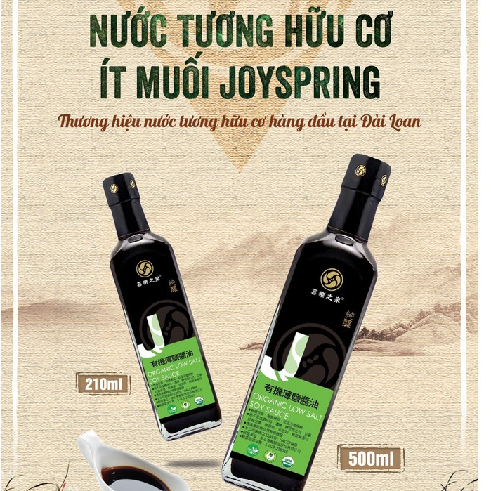 Nước tương hữu cơ ít muối JoySpring Organic Low Salt Soy Sauce