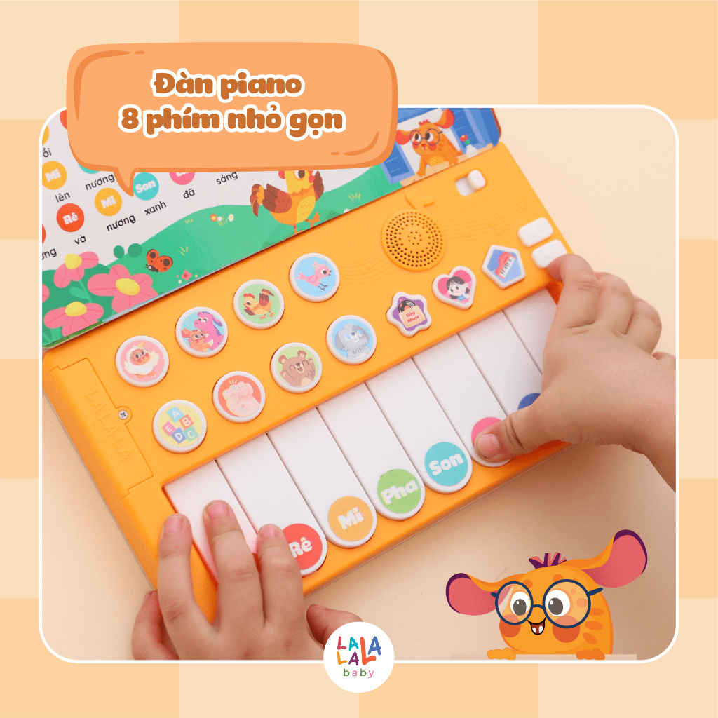 Đồ chơi âm nhạc Lala piano cho bé phát nhạc Tiếng anh và Tiếng Việt thú vị đa chức năng Lalala baby Quà tặng 1/6 cho bé