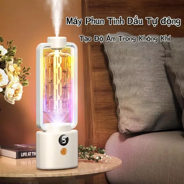 Máy Phun Tinh Dầu 5 Cấp Độ, có Đèn LED Phun Tinh Dầu, Tạo Độ Ẩm Trong Không Khí Phun Sương Máy Xông Tinh Dầu Máy Khuếch