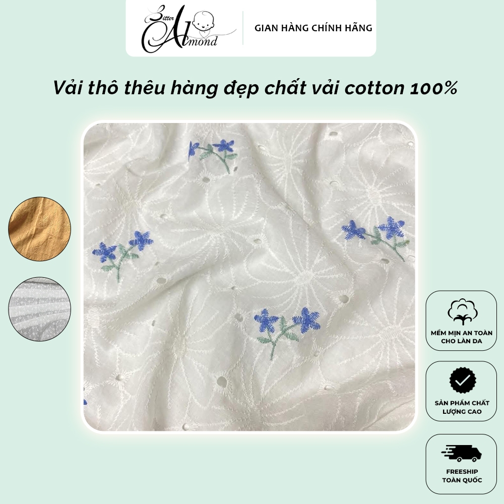 Vải Thô Thêu Cotton Hàng Đẹp – Mỏng Mềm Mát Khổ 1m6, May Đồ Bé, Đầm, Sơ ...