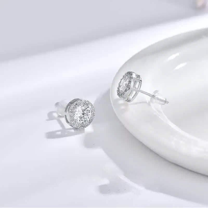 Khuyên tai nam bạc 925 thanh thẳng dáng tròn đính đá có 3 size Henry (1 chiếc) | GEMY SILVER KN100