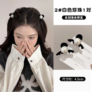 IK Kẹp Tóc Mái Càng Cua Mini Nhung Hạt Ngọc Tiểu Thư K24